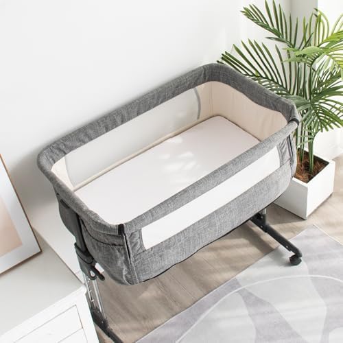 Biloban Waterproof Bassinet Sheets 2 Pack White Grey 1