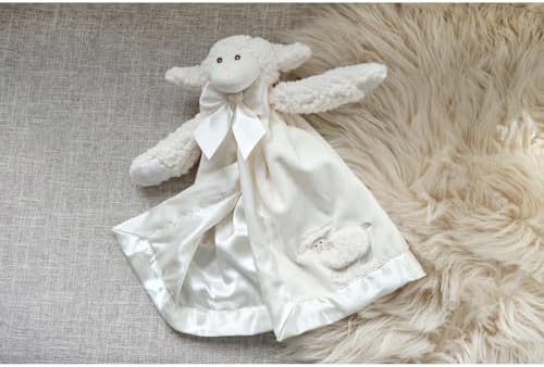 Bearington Baby Lamby Snuggler - 15 Inch White Plush Security Blanket