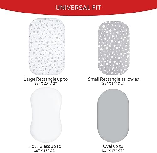 Moonsea Bassinet Sheet Set 4 Pack - Universal Fit Grey