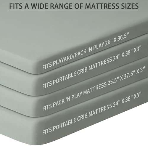 GUNTAIL Pack n Play Fitted Sheets 2 Pack Brown Green 1