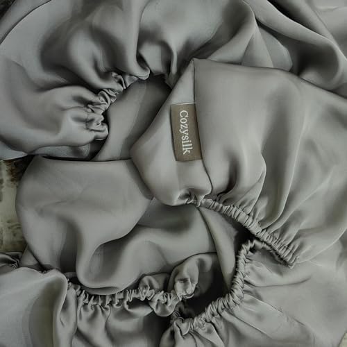 Cozysilk 2 Pack Satin Chiffon Bassinet Sheets Soft Silky White and Gray