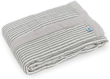 Little Unicorn Newborn Quilt - Grey Stripe
