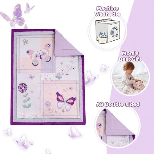 Wowelife Butterfly Crib Bedding Set for Girls