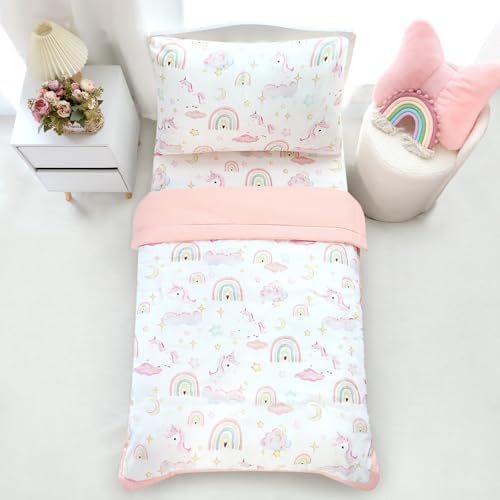 Pea Pod Muslin Crib Bedding Set 3-Piece Unicorn Rainbow