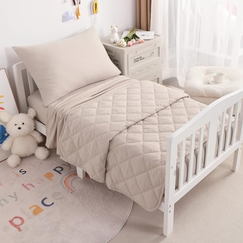 NTBAY Toddler Bedding Set - 4 Piece Taupe