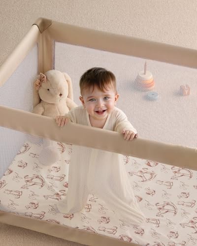 Yoofoss Pack and Play Sheets 2 Pack - 38x26 Mini Crib Fitted Neutral