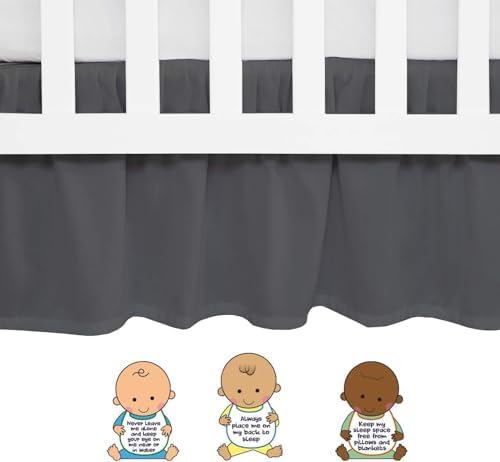Dark Grey Crib Skirt 28x52 with 14 Drop