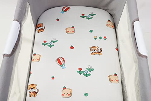 Onacosht Bassinet Sheets Set 3 Pack with Dinosaur Tiger and Lion Printing