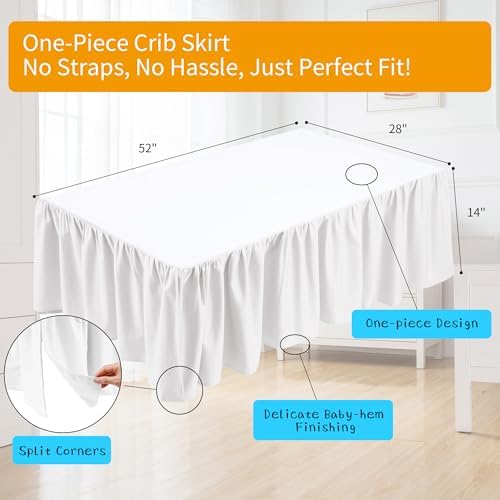 Zaizaihome Crib Bed Skirt - 100 Cotton 14 Drop No-Tie Design