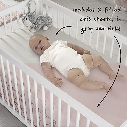 OBERLUX Crib Bedding Set for Girls - 4 Piece