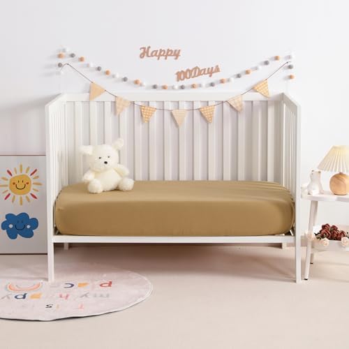 NTBAY 2 Pack Muslin Crib Sheets Soft and Breathable Double Layer 24x38 Inches