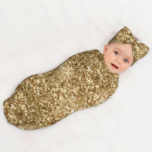 RAAPSBRW Gold Confetti Glitter Butterfly Headband Swaddle Set