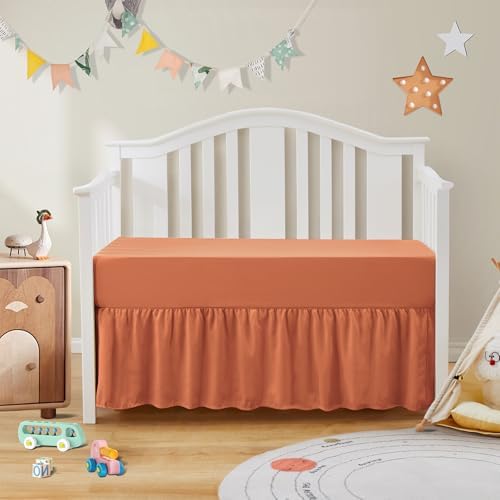 SiinvdaBZX 2-Piece Crib Skirt Sheet Set - Rust Orange