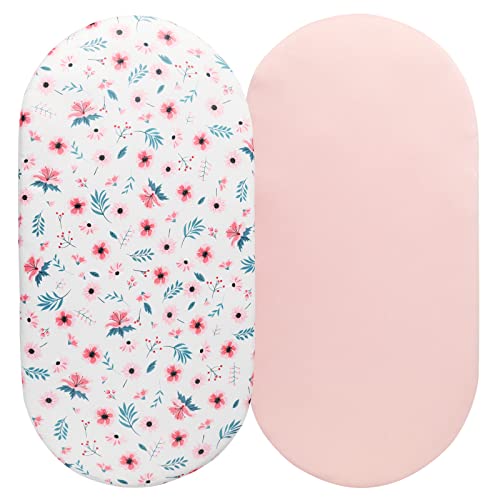 Tontukatu Bassinet Sheet Set 2 Pack Ultra Soft Floral Pink
