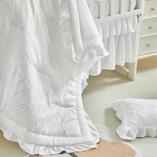 AIKASY Ruffled Shabby Crib Bedding Set for Girls 1