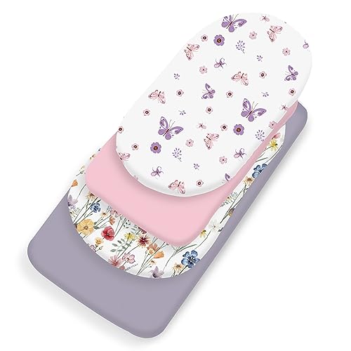 Bimocosy Bassinet Sheets 4 Pack Neutral Butterfly Pattern