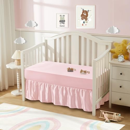 SiinvdaBZX 2-Piece Satin Crib Set - Pink