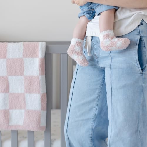 Orelle Pink Checkered Baby Blanket Socks Set 1