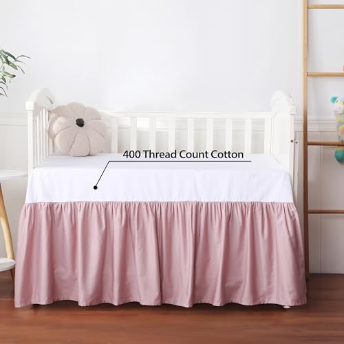 ShunjieHome Crib Skirt Dust Ruffle 100 Egyptian Cotton 400 Thread Count