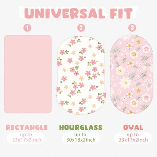 Rtteri 4 Pcs Baby Bassinet Sheets Soft Cotton Boho Flowers