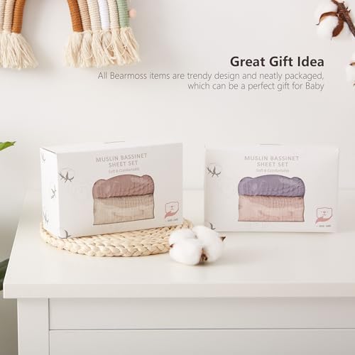 Bearmoss Bassinet Sheets 2 Pack Light Pink Purple