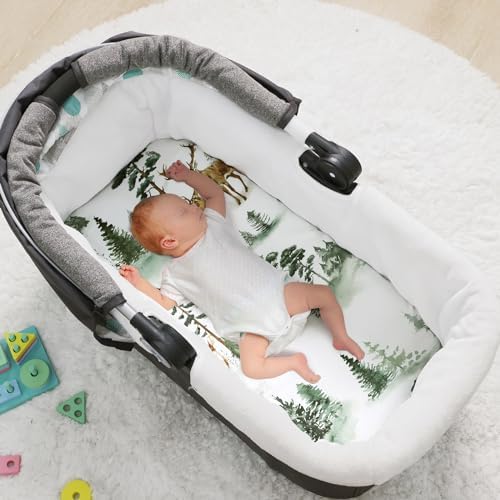 PHF 3 Pack Bassinet Sheets with Deer and Squirrels Pattern