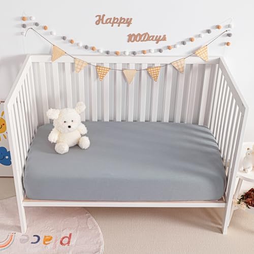 NTBAY 2 Pack Muslin Crib Sheets Soft Breathable Double Layer 24x38 Inches