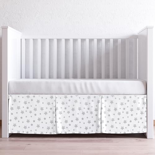 Moonsea Crib Skirt with Grey Star 14 Drop Machine Washable