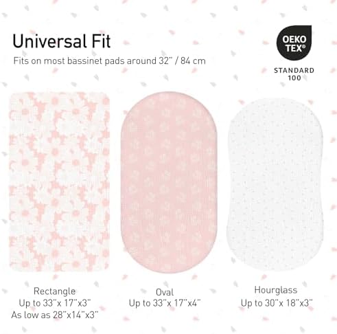 GLLQUEN Baby Muslin Bassinet Sheets 3 Pack - Pink 1