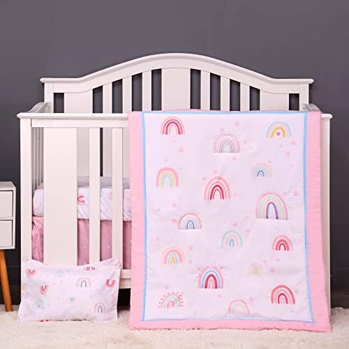 Rainbows Crib Bedding Set for Boys Girls - 4 Piece