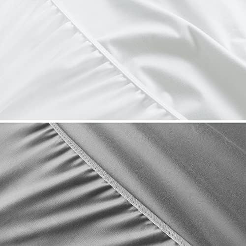 Biloban Waterproof Bassinet Sheets 2 Pack White Grey 1