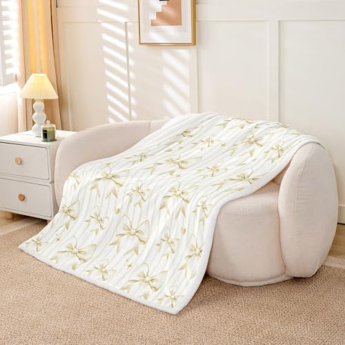 Yellow Bow Fleece Throw Blanket for Kids and Babies
