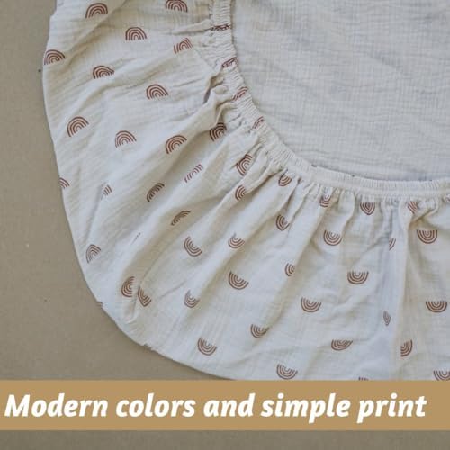 IDYLLICA Muslin Crib Sheets 2-Pack Rainbow Pattern