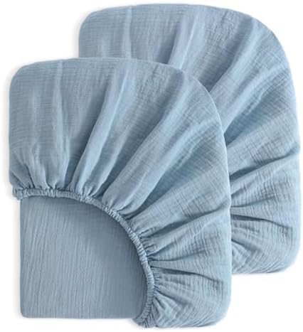NTBAY 2 Pack Muslin Crib Sheets Soft Breathable 24x38 Inches