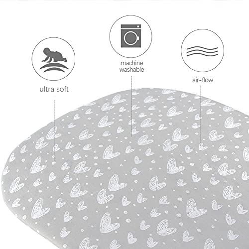 Biloban Bassinet Sheets 2 Pack Grey White Print 1
