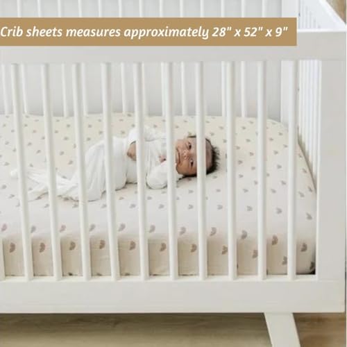 IDYLLICA Muslin Crib Sheets 2-Pack Rainbow Pattern