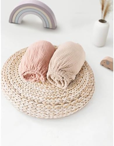 MairMore Muslin Bassinet Sheets 2-Pack Ivory Pink