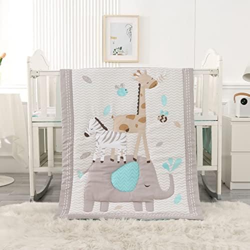 Wowelife Premium 3-Piece Crib Bedding Set Gray Elephant