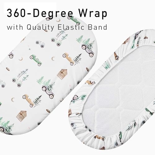 GLLQUEN Baby Bassinet Sheets 4 Pack - Breathable and Safe