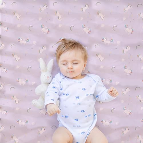 Wowelife Unicorn Crib Bedding Set Purple 3 Pieces