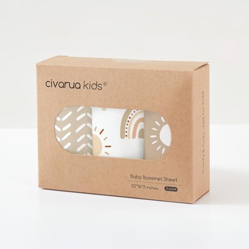 CIVARUA KIDS Bassinet Sheets 3 Pack Cloud Rainbow