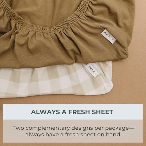 Pobibaby 2 Pack Crib Sheets for Boys Gingham Khaki 1