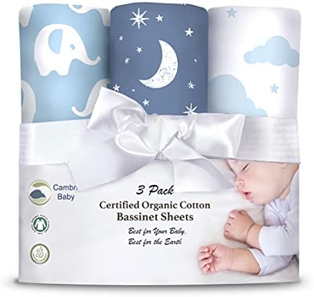 Cambria Baby Organic Cotton Bassinet Sheets 3-Pack 1