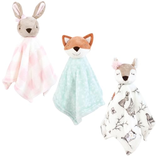 Hudson Baby Unisex Animal Face Security Blanket Enchanted Forest 3-Pack