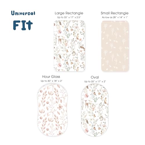 GRSSDER 3 Pack Ultra Soft Stretchy Bassinet Sheets Blush Pink Floral