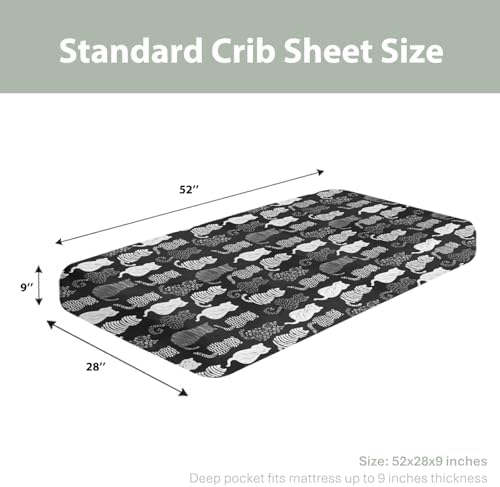 Stylish Cat Print Fitted Crib Sheets for Baby