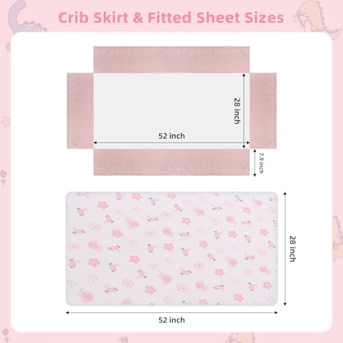 YCDTMY 3 Piece Crib Bedding Set for Girls - Pink Elephant