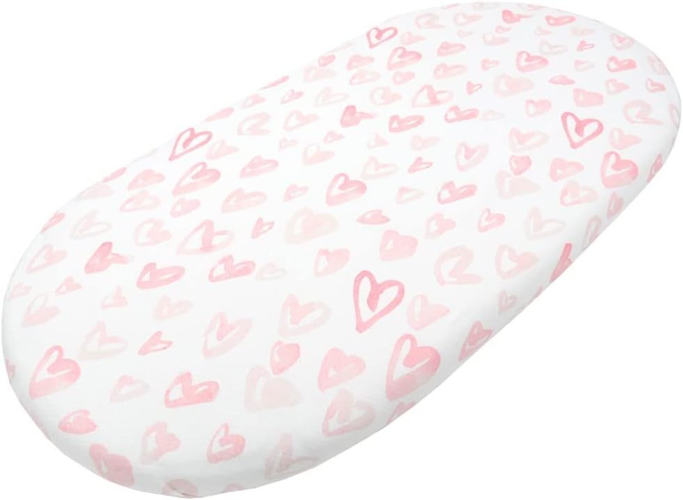 Soft Stretchy Bassinet Sheet for Baby Heart Design