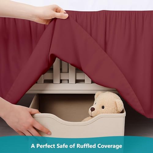 Burgundy Crib Bed Skirt for Boys Girls 14 Drop