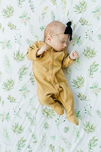 ADDISON BELLE 100 Cotton Crib Sheet with Succulents Print 1